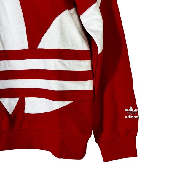 NWT Adidas Trefoil Sweatshirt Boys M Red Crewneck Logo Pullover Streetwear - Picture 4 of 7